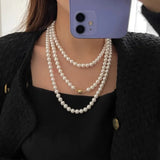 Hivava  -  New Fashionable Style Multi-layer Layered Pearl Necklace Long Luxury Sweater Chain Accessory Neck Chain