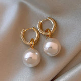 Hivava  -  sliver-plated Pearl Zircon Earring for Women Girl Party Gift Circular Temperament Banquet Jewelry