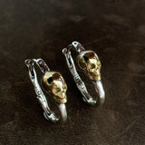 Hivava  -  Silver Color Retro Bump Gold Skull Earrings for Women Creative Punk Hip Hop Earbuckle Party Jewelry Halloween Gift