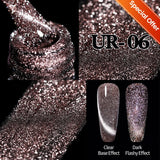 Hivava  -  7.5ml Gold Glitter Laser Nail Gel Polish Semi Permanent Varnish Soak Off UV LED Nail Art Base Top Coat Gel Manicure