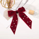 Hivava   -  Bow Velvet Barrettes Women Temperament Ponytail Hairpin Hair Clip Girls Black Red Ribbon Hair Clip Fashion Hair Accessories