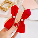 Hivava  -  Red Golden Velvet Bow Hair Ornament Baby Hair Circles Pins Christmas New Year Korean Accessories Hair Clips for Women Girls 1pcs