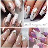 Hivava  -  Metallic Gold Sliver Pink 5ml Liner Gel Nail Art Polish Painting Mirror Gel Graffiti Stripe Design Varnish DIY