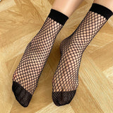 Hivava  1Pair New Transparent Anti Hook Ankle Casual Fashion Women Hollow Net Socks Silk Thread Able Mesh Black Short Socks