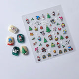 Hivava New Christmas Three-dimensional Nail Stickers Cartoon Dog Cat Nail Decor Stickers Christmas Tree Nail Art Decals DIY Manicure