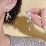 Hivava  -  Y2K Star Bow Crystal Drop Earrings for Women Elegant Zricon Bowknot Blue White Star Crystal Stud Earring Jewelry Party