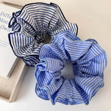 Hivava  -  Blue Stripes Double-layer Large Scrunchy Hair Accessory