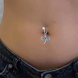 Hivava  Faux Belly Piercing Butterfly Fake Belly Button Clip On Umbilical Navel Fake Piercing Love Heart Dangling Cartilage Earring Clip