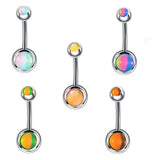 Hivava  1PC Double Dripping Oil Navel Piercing Stainless Steel Belly Button Rings Earring Piercing Body Jewelry Umbilical Ornaments