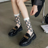 Hivava  Fashion Summer Woman Socks Casual Black White Crystal Silk Socks Women Cotton Bottom Ultra-thin Transparent Harajuku Crew Socks