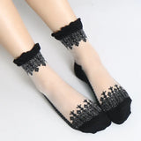 Hivava  1Pair Women Lace Ruffle Ankle Sock Soft Comfy Sheer Silk Cotton Elastic Mesh Knit Frill Trim Transparent Women's socks Hot 2022