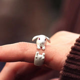 Hivava Fashion Cute Pink Rabbit Open Rings For Women Kids Lovely Animal Bunny Ears Opening Finger Cuff Girls Jewelry Gifts Anillo