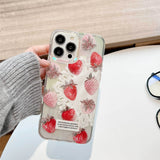 Hivava  -  Lace 3D strawberry bracelet phone case for Iphone 14Pro 15Pro 13 13pro 14 15 Pro Max 13promax 14promax transparent coque