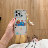 Hivava  Colorful Spots Cat Cute Cover For Iphone 13 Pro Max 15ProMax 12 14 15Pro 13Pro 14Pro 15 Summer Chain Plating Transparent Shell