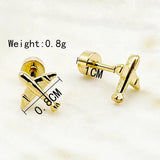 Hivava  -  Lovely Airplane Charms Stainless Steel Earring For Women's Fashion Jewelry Funny Aircarft 14K Gold Plated Earring Plane