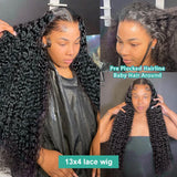 Hivava  30 Inch 13x6 Deep Wave Lace Front Wigs Human Hair 200 Density Deep Part Curly Lace Front Wigs Human Hair Glueless Lace Wig Bling