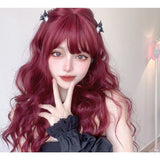 Hivava Cute Mermaid Style Cherry Red Curly Wig