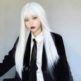 Hivava White Harajuku Gothic Girl Long Wig