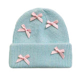 Hivava Soft Girl Bows Beanie Hat