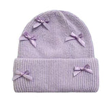 Hivava Soft Girl Bows Beanie Hat