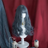 Hivava Lolita Fog Blue Long Curly Wig