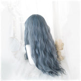 Hivava Lolita Blue Gray Wavy Long Curly Wig