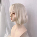 Hivava Cute Short Blonde Beige Bobo Bangs Wig