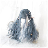 Hivava Lolita Blue Gray Wavy Long Curly Wig