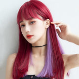 Hivava Red Purple Long Straight Wig