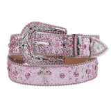 Hivava Pink Cross-Rivet Rhinestone Belt