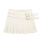 Hivava Pink  Double Belt Pleated Skirt