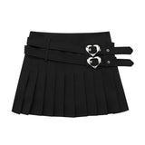 Hivava Pink  Double Belt Pleated Skirt