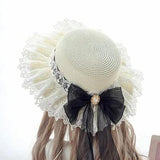 Hivava Lace, Ribbon, and Charm Straw Sun Hat