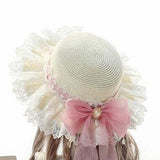 Hivava Lace, Ribbon, and Charm Straw Sun Hat