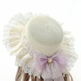 Hivava Lace, Ribbon, and Charm Straw Sun Hat