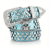 Hivava Rhinestone Skull Rivet Jeans Belt