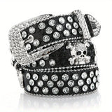 Hivava Rhinestone Skull Rivet Jeans Belt