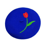 Hivava Tulip Embroidery Wool Beret