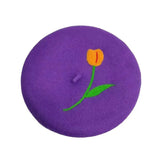 Hivava Tulip Embroidery Wool Beret